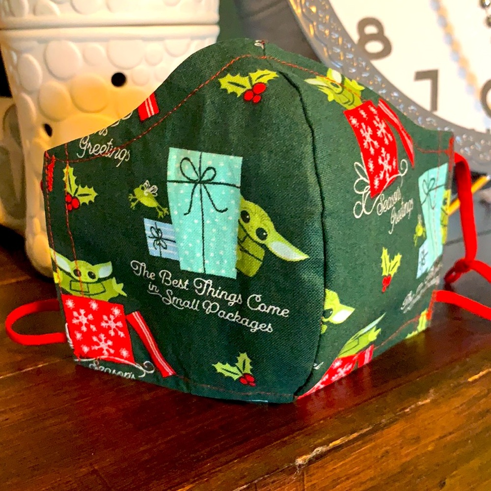 Baby Yoda Christmas print face mask